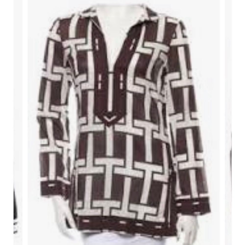 Tory Burch tunic Sz 6 Brown/Cream
